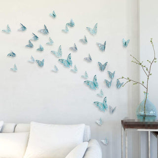 3D Teal Blue Butterfly Wall Decal (Teal Blue D) 5