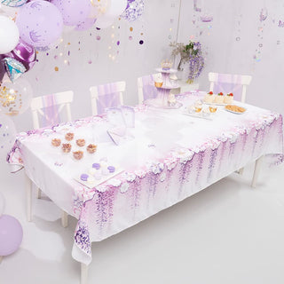 Lavender Floral Fabric Tablecloth 9x5 ft 2