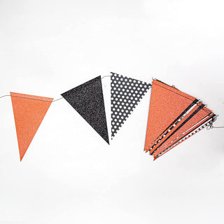 4pcs Glitter Black Orange White Dot Triangle Flag Banner 5