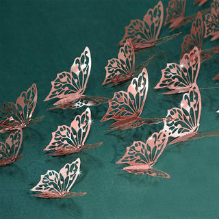 3D Rose Gold Butterfly Wall Stickers (Rose Gold C) (48pcs) 6