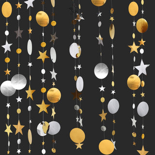 Christmas Gold & Silver Circle Dot Garlands with Stars (3pcs) 4