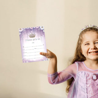 Invitation Cards with Crown and Flowers in Purple Set (12pcs) 3