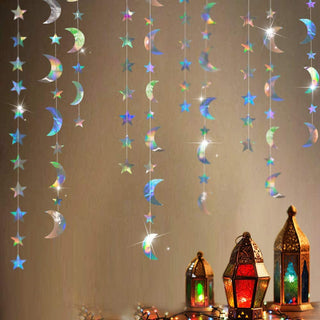 Iridescent Holographic Stars and Moons Garlands (2pcs)  6