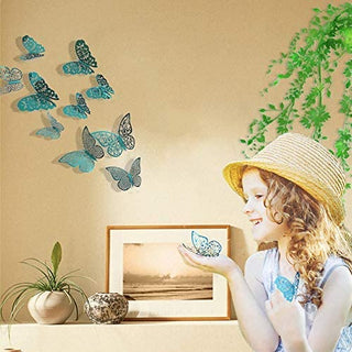 3D Teal Blue Butterfly Wall Decal (Teal Blue A) 6