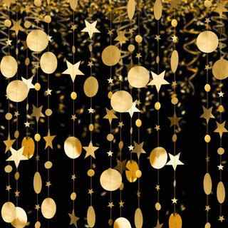 3pcs Gold Twinkle Little Star and Circle Party Garlands 6