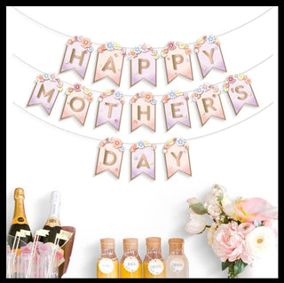 Happy Mother's Day Banners with Pink Flower (3 pcs) 5