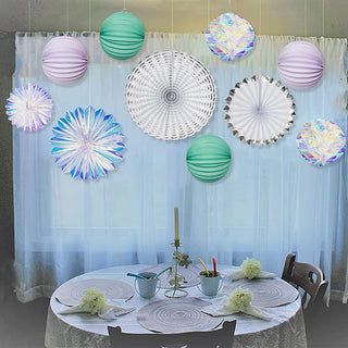 10pcs Holographic Hanging Honeycomb Ball Fan Party Decorations  6