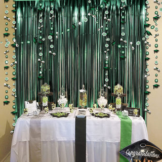Foil Fringe Curtain Backdrops and Graduation Garlands Set in Green (8pcs) 4