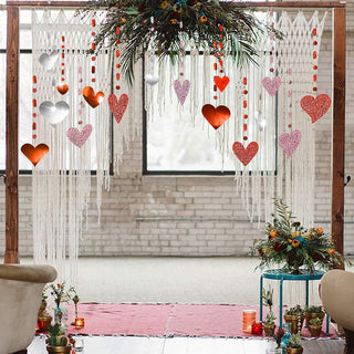 16pcs Glitter Pink Red Heart Garland Party Decorations Hanging Heart Banner 6