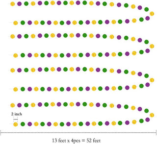 Gold Purple Green Circle Dots Garland Kit Mardi Gras Decor 6