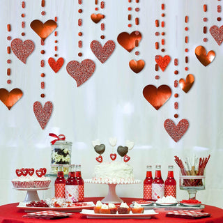 16pcs Romantic Glitter Red Heart Garland Decorations Hanging Garlands 6