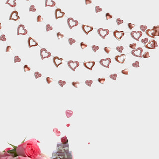 4pcs Glitter Rose Gold Heart Garland Shiny Valentines Day Decoration Mothers Day 6