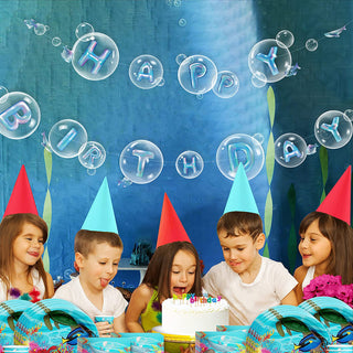 Transparent Blue Happy Birthday Bubble Banner (2pcs)  6