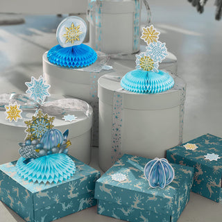 Christmas Snowflake Centerpieces 6 pcs in Silver Blue White 
