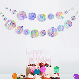 Holographic HAPPY BIRTHDAY Paper Banner Twinkle Star Decorations  6