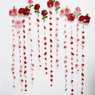 12pcs Red Pink Rose Garland Paper Rose Flower Patel Streamer  6