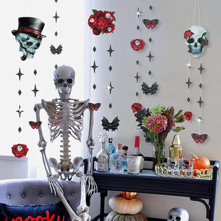 6 pcs Rose Skull Garlands for Halloween Party Decoration 6