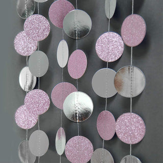Bridal Shower Circle Garlands in Glitter Pink & Metallic Silver (4pcs) 4