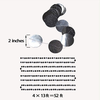 Glitter Charcoal Grey Black Circle Garland Kit 6