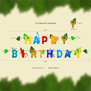 2pcs Dinosaur Theme Happy Birthday Banner for Boy’s Birthday Party 6