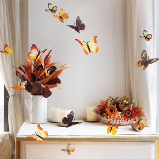 3D Autumn Yellow Fabric Butterfly Wall Decals (16pcs) 2