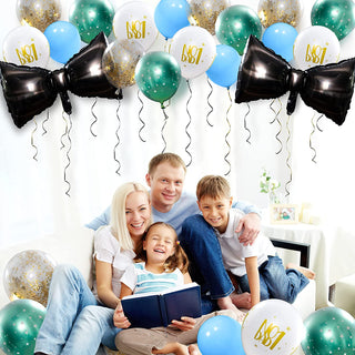 Father's Day Balloons Set with Bow Balloons in Blue and Black (26 pcs) 6