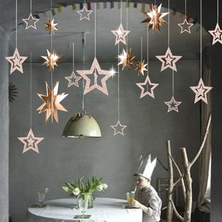 Wedding Shower Champagne Gold Garland with 3D Twinkle Little Stars  3