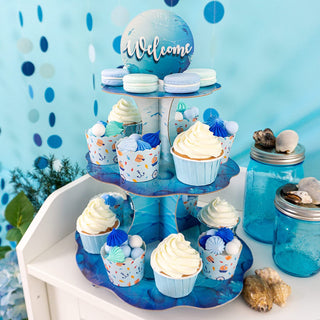 Under The Sea Welcome 3-Tier Blue Cupcake Stand 3