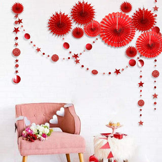 12pcs Chinese New Year Tissue Pompom Paper Fan Decor 7