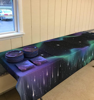 9x5 ft Galaxy Aurora Shooting Star Tablecloths 7