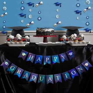 Iridescent Happy Graduation Banners in Royal Blue (2pcs) 2