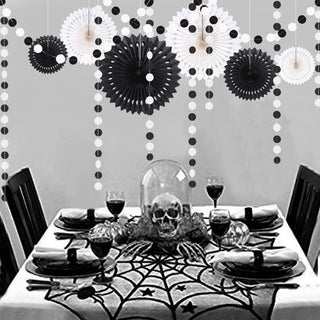 Black and White Halloween Party Circle Dots Garland 7