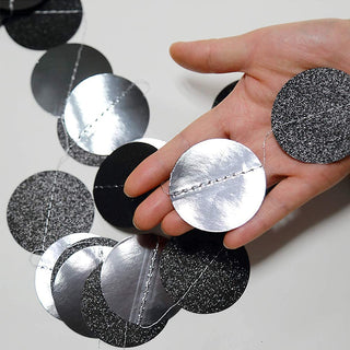 Glitter Charcoal Grey Black Circle Garland Kit 7