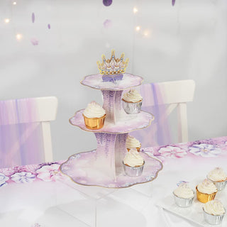 Lavender Floral Crown 3-Tier Cupcake Stand 4