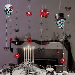 6 pcs Rose Skull Garlands for Halloween Party Decoration 7