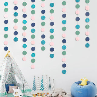 Blue Pink Green Circle Garland for Little Mermaid Party Decoration 7