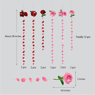12pcs Red Pink Rose Garland Paper Rose Flower Patel Streamer  7