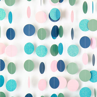 Blue Pink Green Circle Garland for Little Mermaid Party Decoration 8