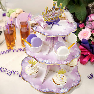 Lavender Floral Crown 3-Tier Cupcake Stand 5