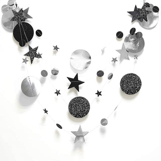 Glitter Black Silver Moon Star Garland (13ft) 8