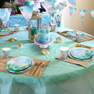 JOYCOM 24 Set Mermaid Party Tableware 8