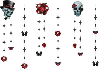 6 pcs Rose Skull Garlands for Halloween Party Decoration 8