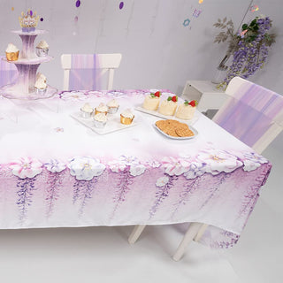 Lavender Floral Fabric Tablecloth 9x5 ft 6