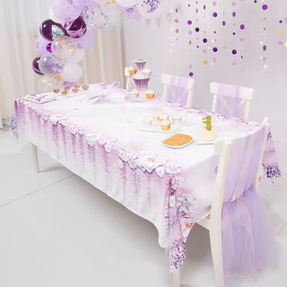 Lavender Floral Fabric Tablecloth 9x5 ft 7