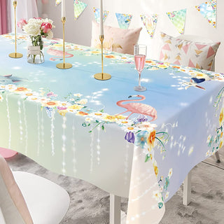 9x5 ft Fabric Tea Party Floral Tablecloth 3