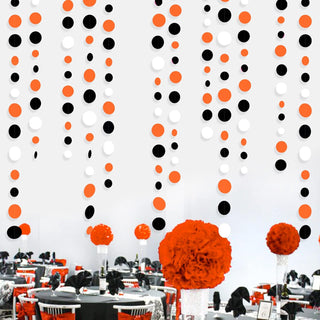 Graduation Polka Dot Paper Garland in Orange, Black & White (46Ft) 4