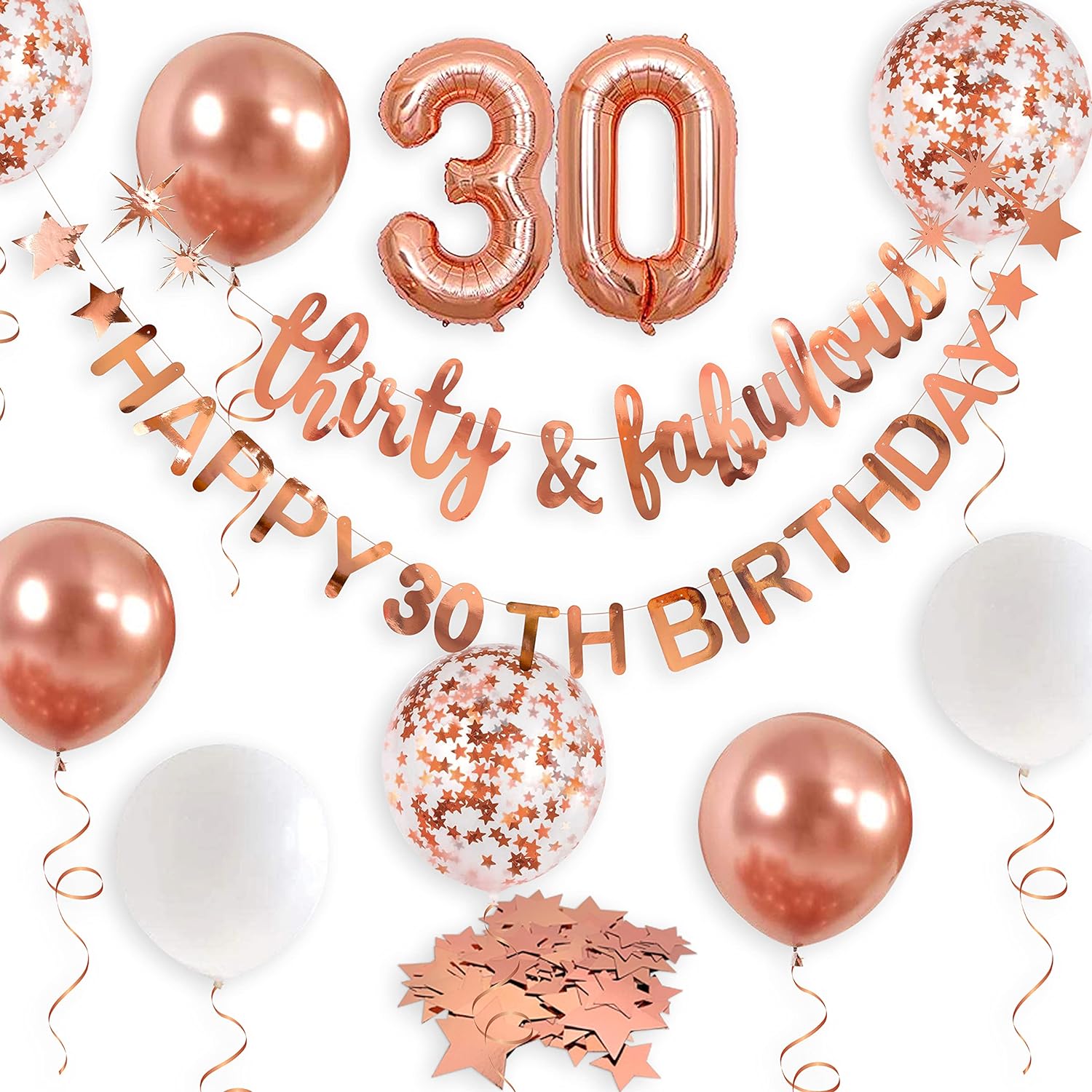 Rose Gold Birthday Decorations Set Birthday Banner Confetti Balloons Rose Gold Birthday Decorations Set Birthday Banner Confetti Balloons