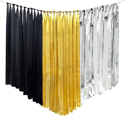 Graduation 2024 Satin Ribbon Streamer in Gold, Silver & Black (197Ft)  1