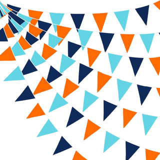 Nautical Theme Party Decor Flag Banner in Navy Blue & Orange (32Ft) 1