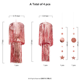 2-Tiers Rose Gold Chandeliers and Garlands (4pcs)